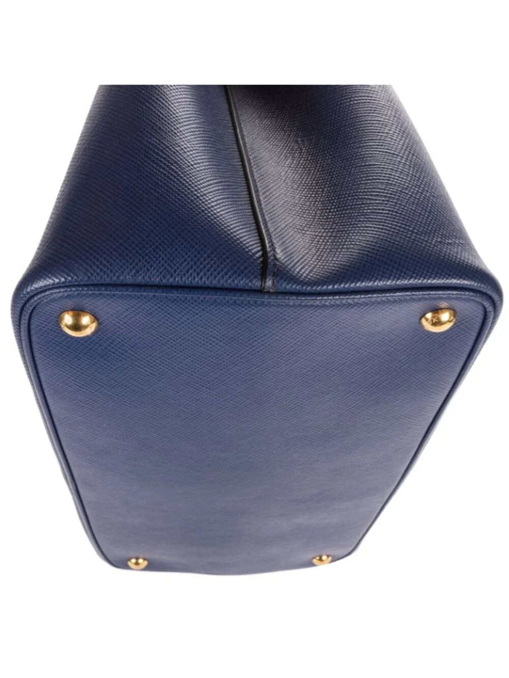 Prada Cuir Double Handle Tote Navy Red Saffiano Leather